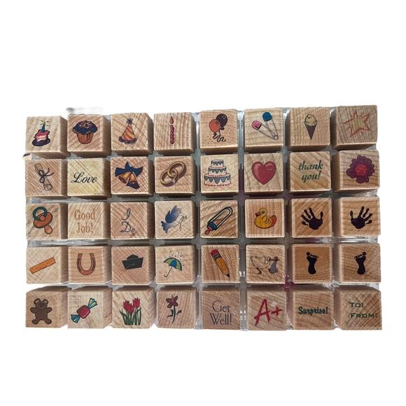 MessageStor 58 Piece Wooden Mount Rubber Stamp Collection - Picture 3 of 5